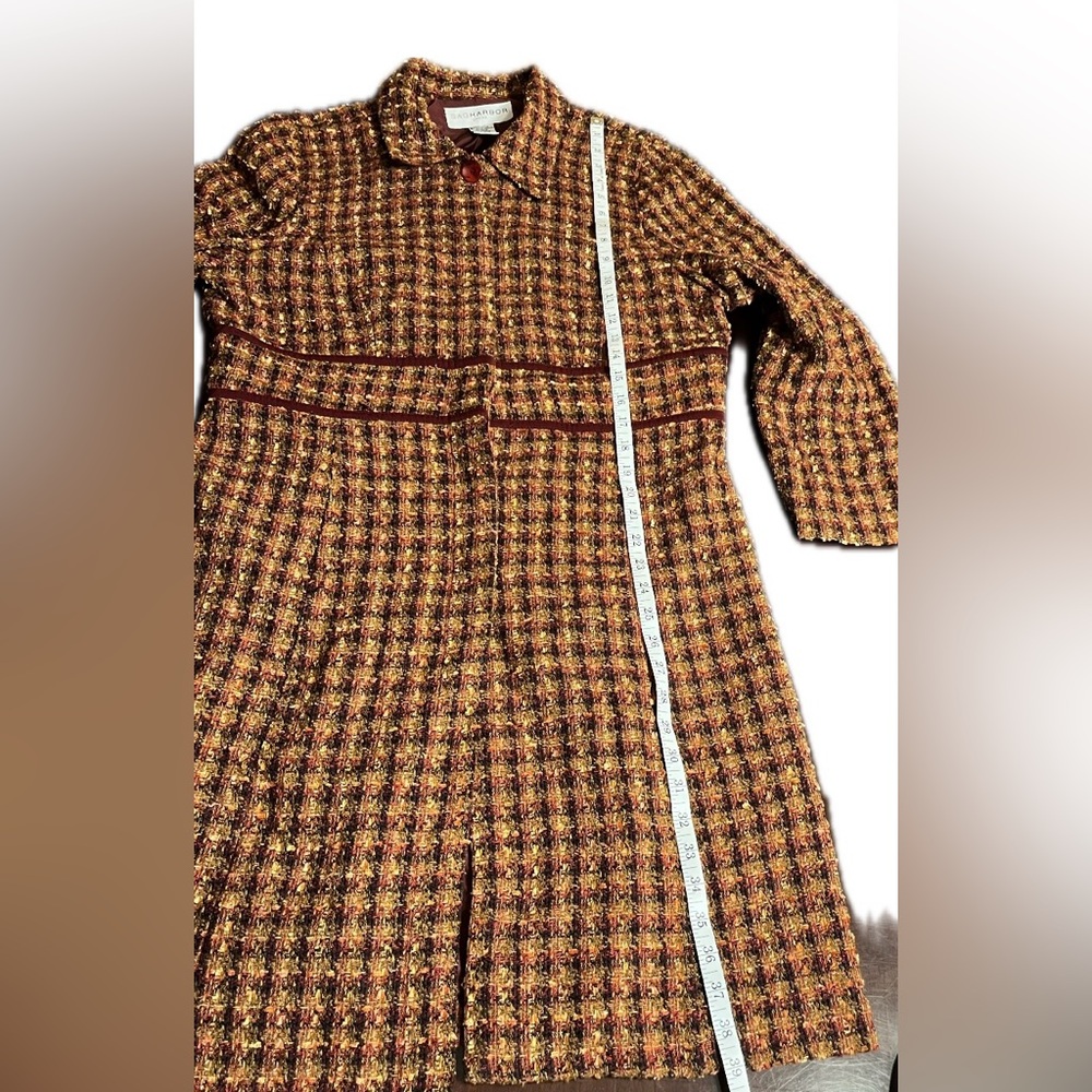 Sag Harbor Dress coat basket weave orange yellow red and brown size 16 - Picture 6 of 13